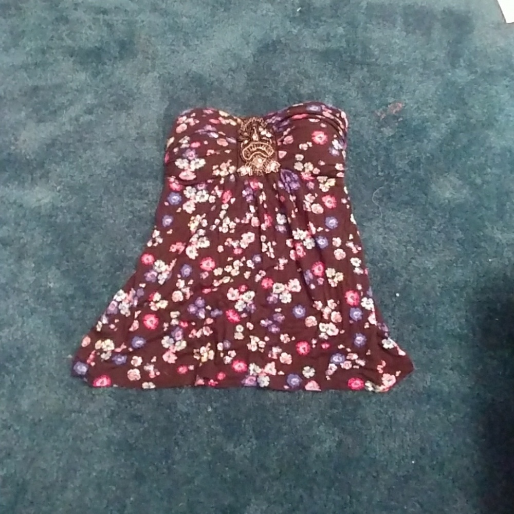 Strapless floral shirt